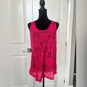 Pink lace Geometric Tank Top size large 04-56